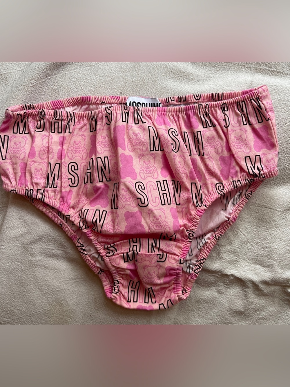 Moschino Pink Logo & Teddy Print Baby Bloomers 24M